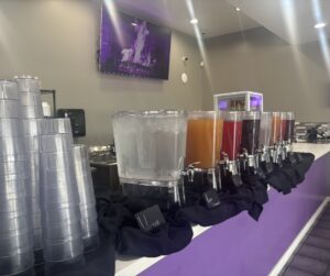 Private event beverage station and refreshment setup at Aunt Bill's Soul Food Cafe, 22603 Morton Ranch Rd Ste 220, Katy, TX 77449. Optimized for SEO around private events, catering, and event hosting in Katy, Texas.